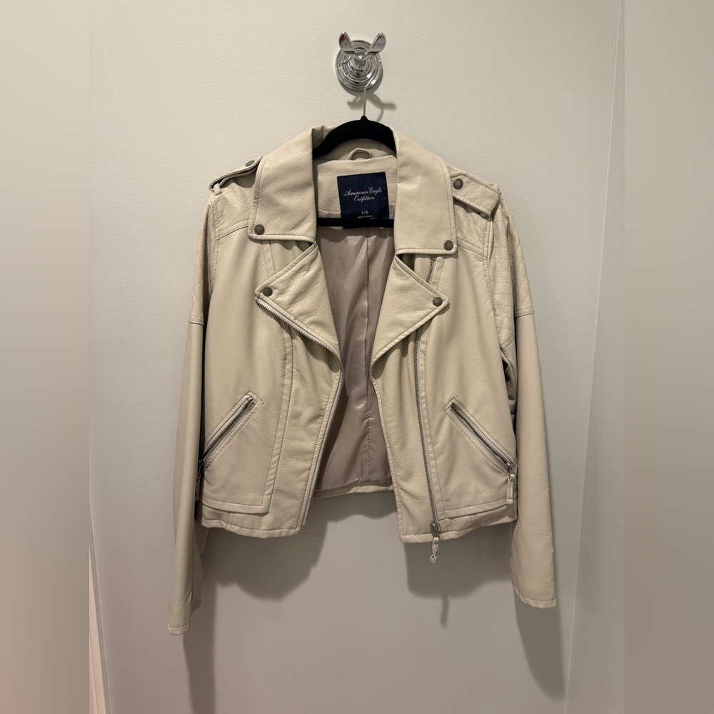 NWOT American Eagle Outfitters Gray Leather Jacket